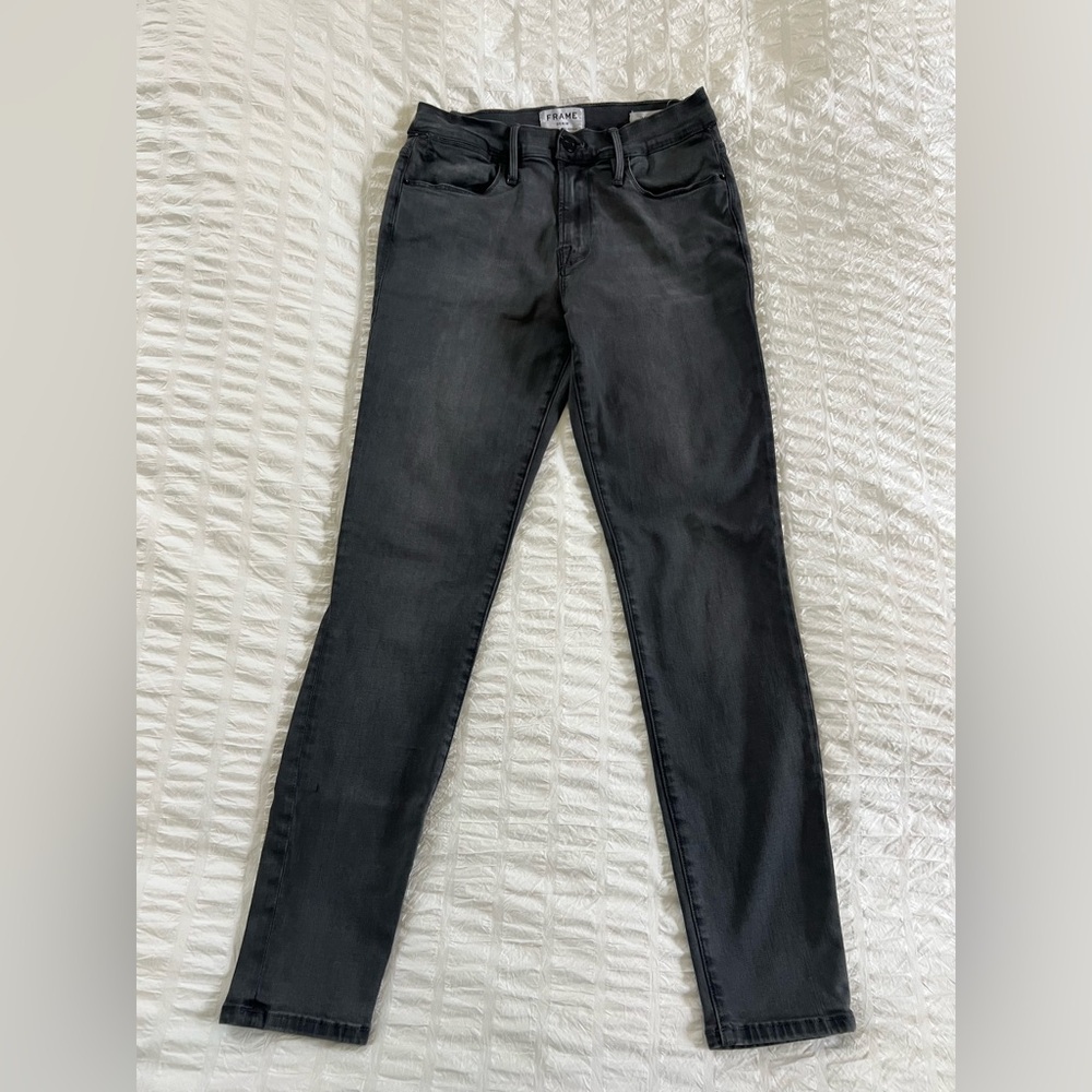 FRAME Le High Skinny Black Gray 27